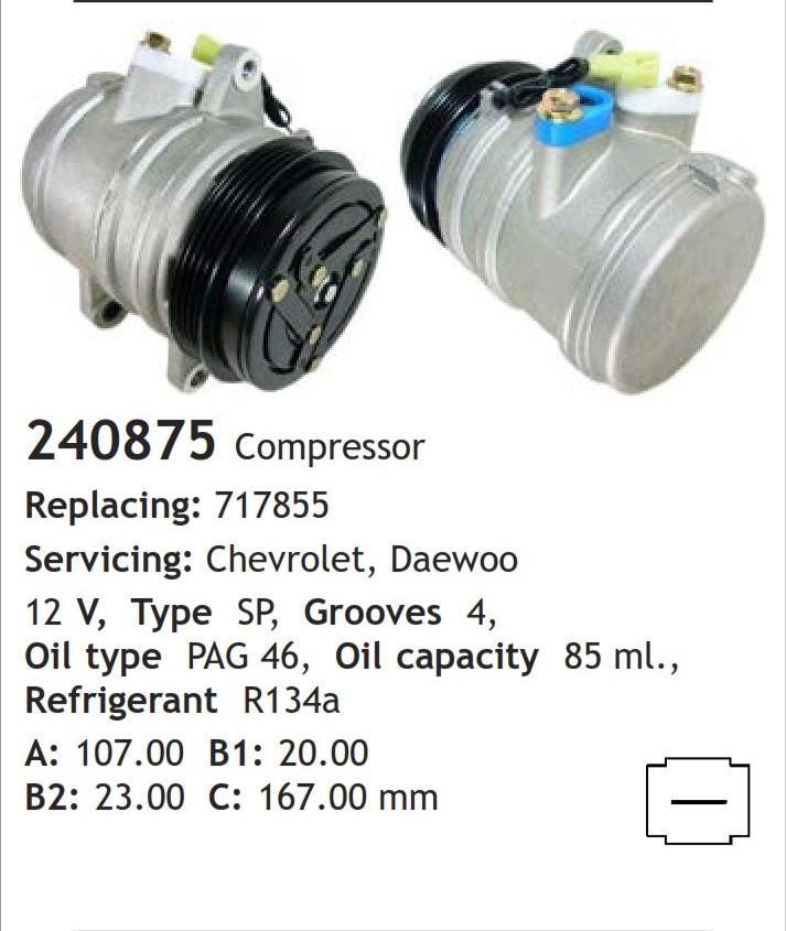 	240875 Compressor  Chevrolet Daewoo 	