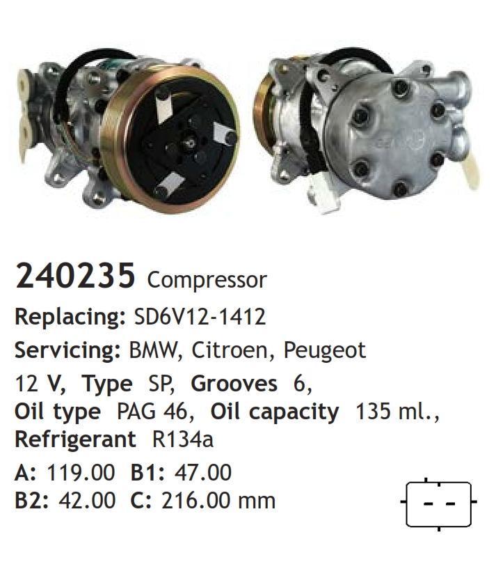 	240235 Compressor  BMW Citroen Peugeot	