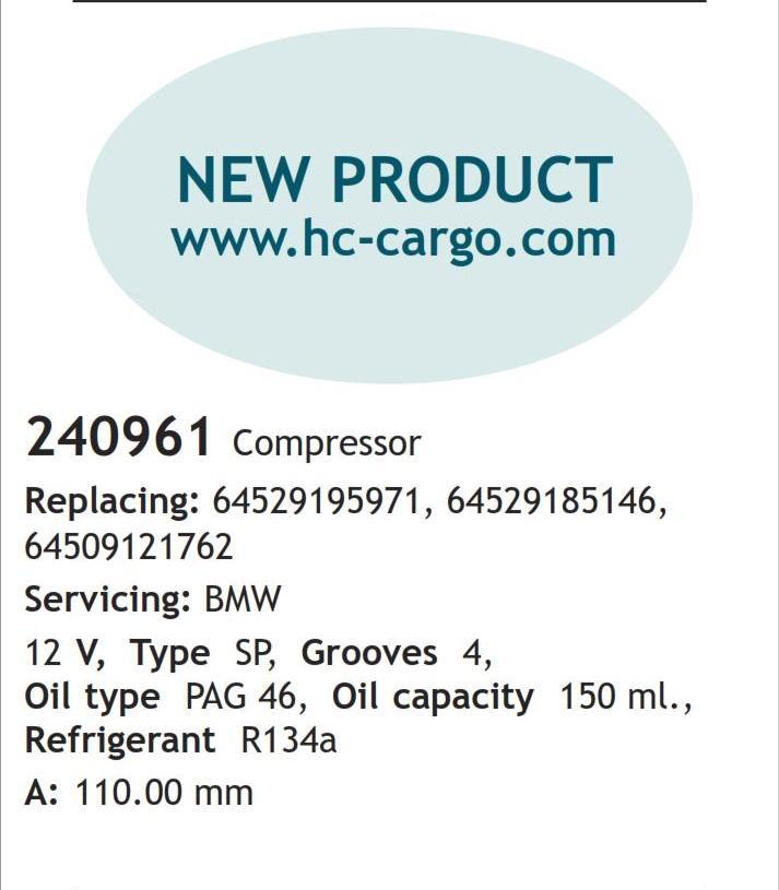 	240961 Compressor  BMW	