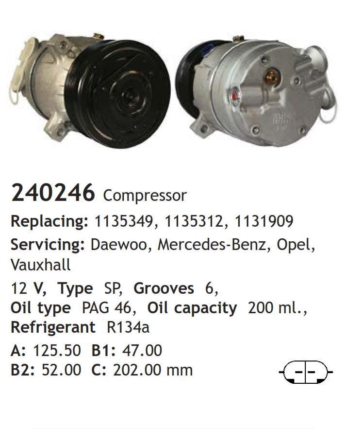 	240246 Compressor  Daewoo Mercedes-Benz Opel Vauxhall 	