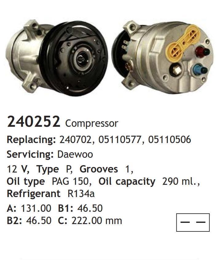 	240252 Compressor  Daewoo 	