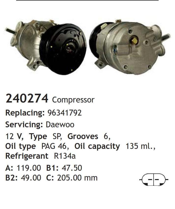 	240274 Compressor  Daewoo 	