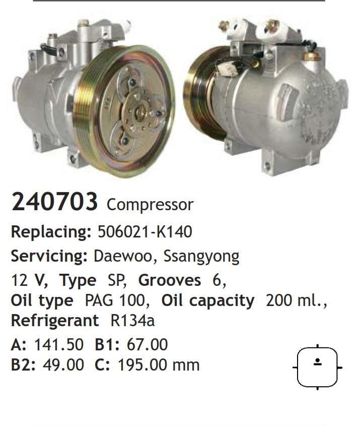 	240703 Compressor  Daewoo Ssangyong 	