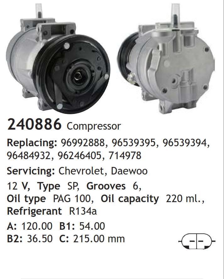 	240886 Compressor  Chevrolet Daewoo 	