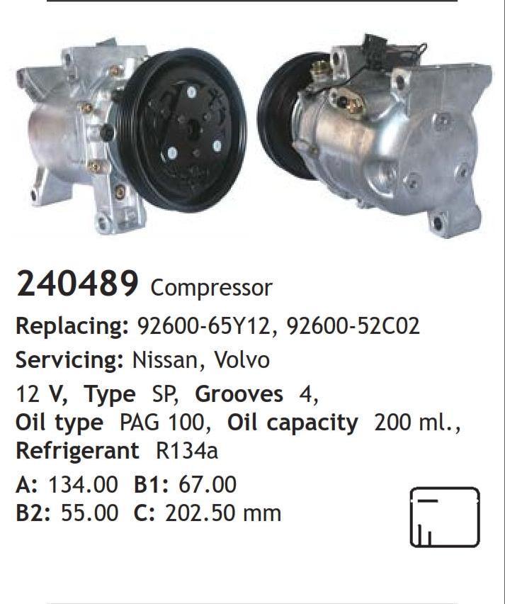 	240489 Compressor  Nissan Volvo	